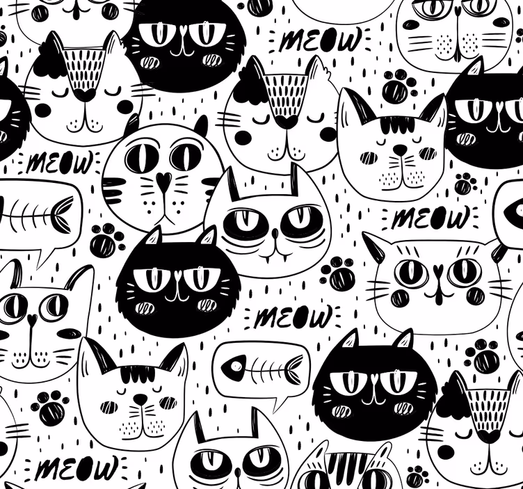Katten behang kattekrabbels - TenStickers