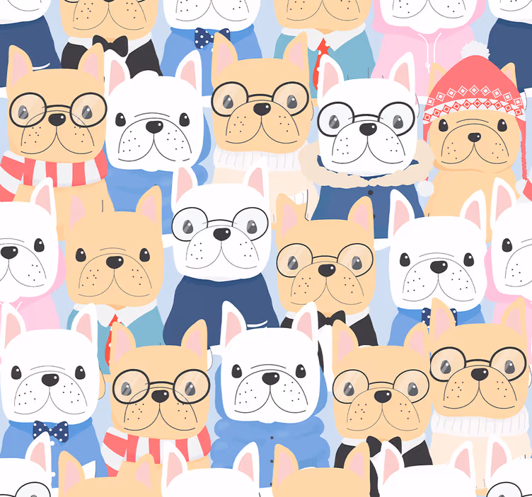 Bulldog-puppies behang honden - TenStickers