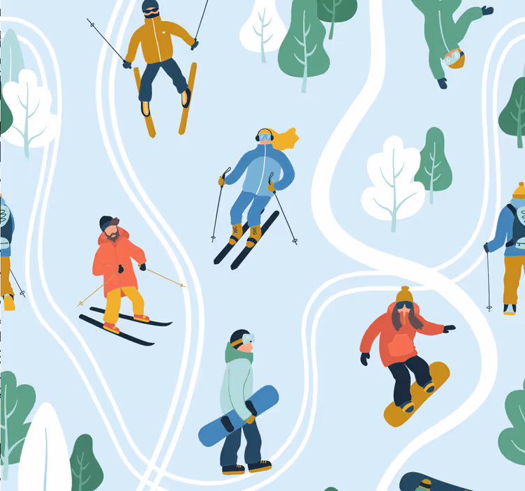 Speelse wintersport babykamer behang - TenStickers