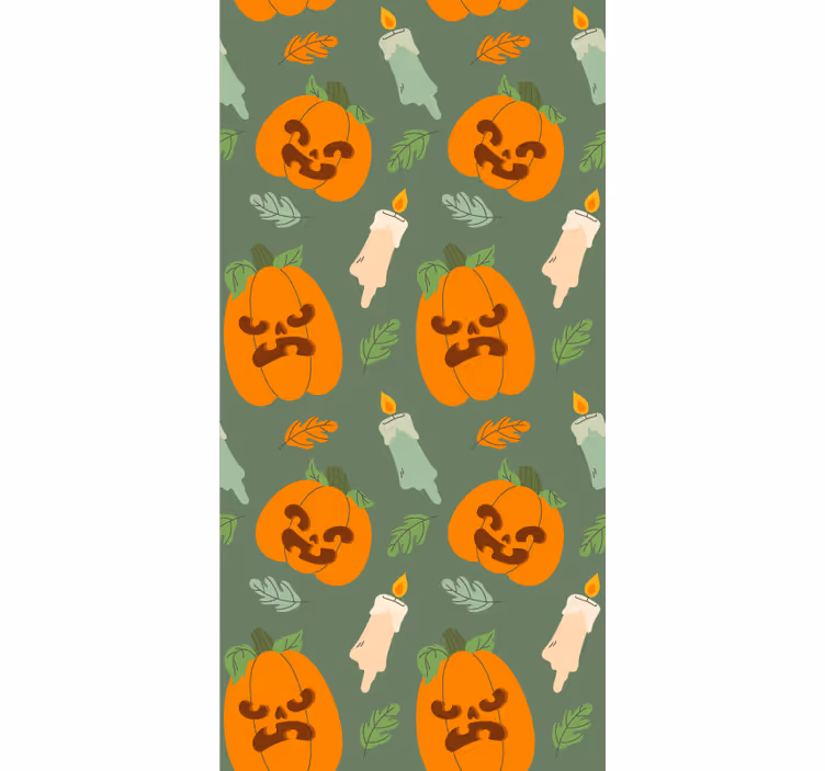 Griezelig pompoenontwerp halloween behang - TenStickers