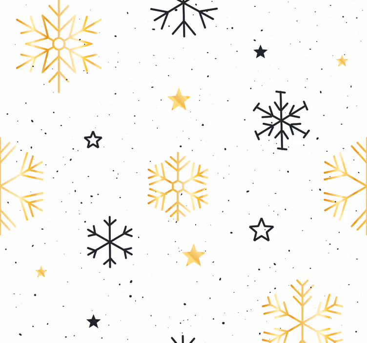 Sterrenpatroon met sneeuwvlokken behang kerst - TenStickers