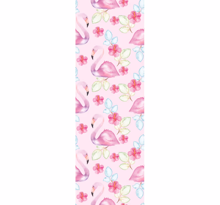 Bloemen flamingo's dieren behang - TenStickers