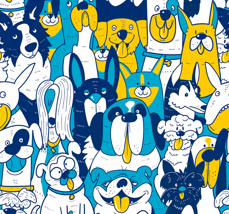 Dierenprint behang Hond naadloze geklets - TenStickers