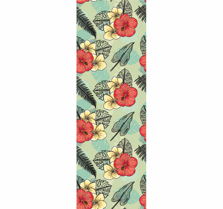 Groene tropische arrangement behang bloemen - TenStickers