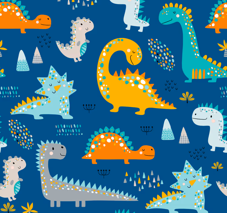Dinosaurussen patroon dino behang - TenStickers