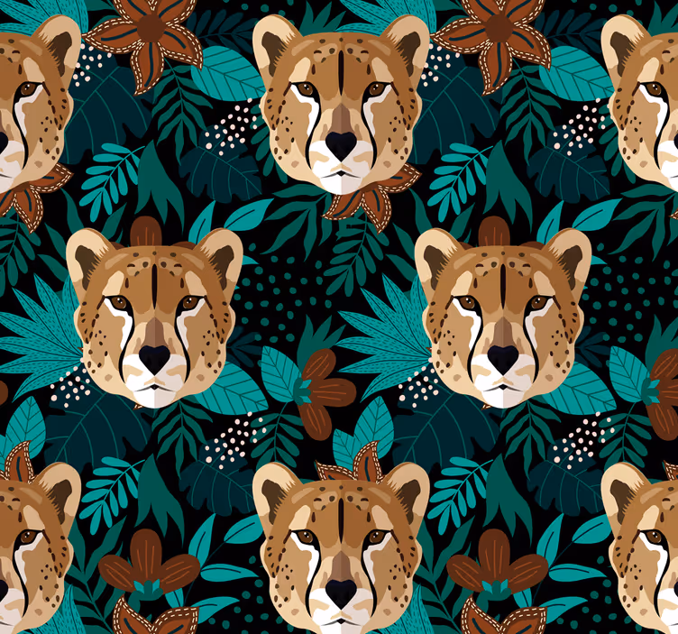 Jungle cheetah-patroon dieren behang - TenStickers