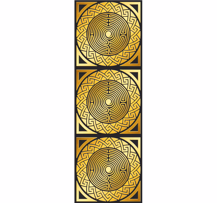 Labyrintische symmetrie behang geel - TenStickers