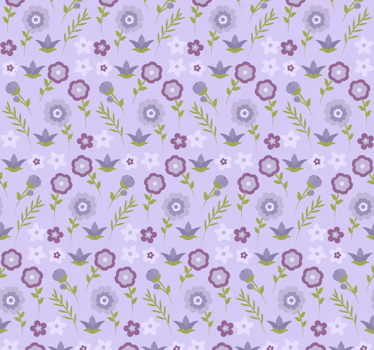 Bloemen behang Eenvoudige paarse bloemen - TenStickers