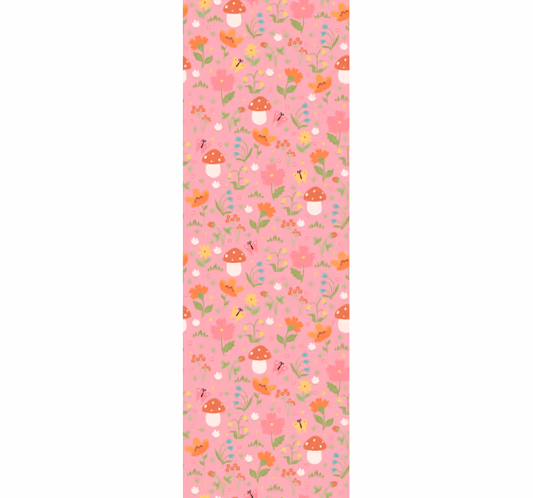 Bloemenpaddestoelpatroon behang kinderkamer - TenStickers