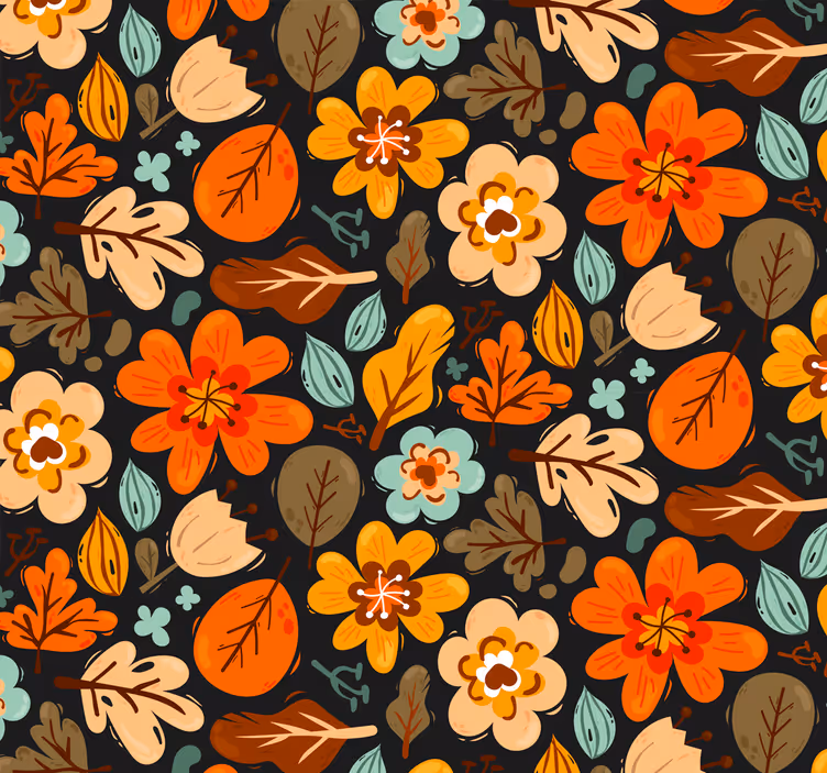 Bloemen behang Elegante oranje bloemen - TenStickers