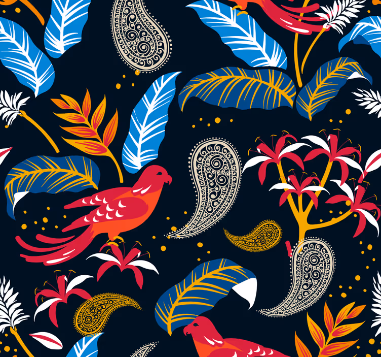 Woonkamer behang ornate vogel motief - TenStickers