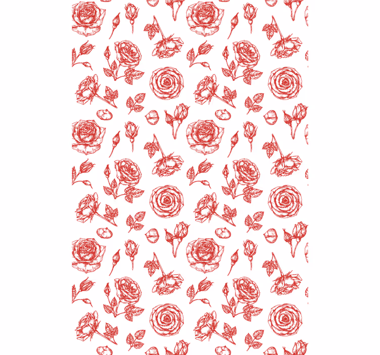 Geschetst bloemenpatroon behang bloemen - TenStickers