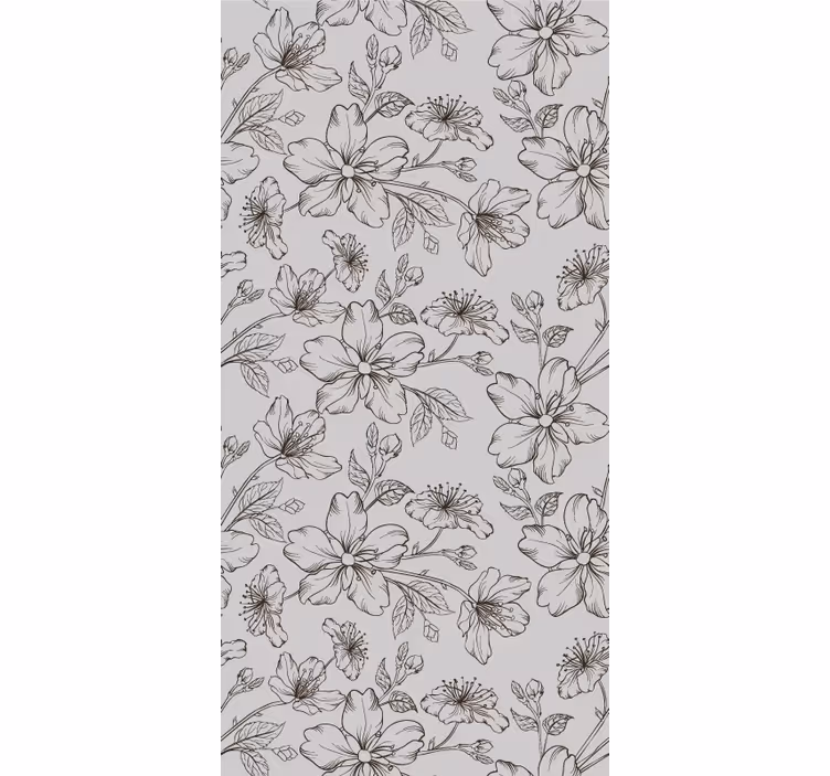 Bloemenschets elegantie slaapkamer behang - TenStickers