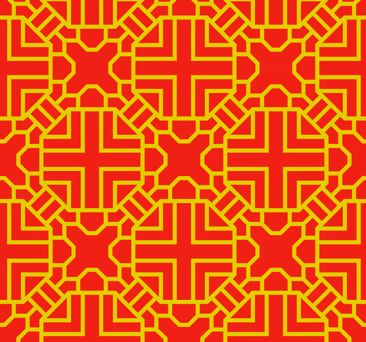 Ingewikkeld roosterpatroon rood behang - TenStickers