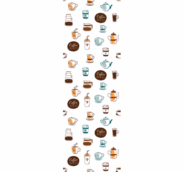 Koffie motief illustratie keuken behang - TenStickers
