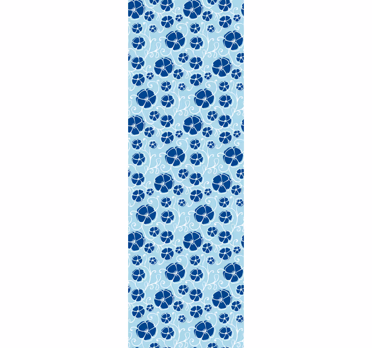 Blauwe bloementegels behang bloemsierkunst - TenStickers