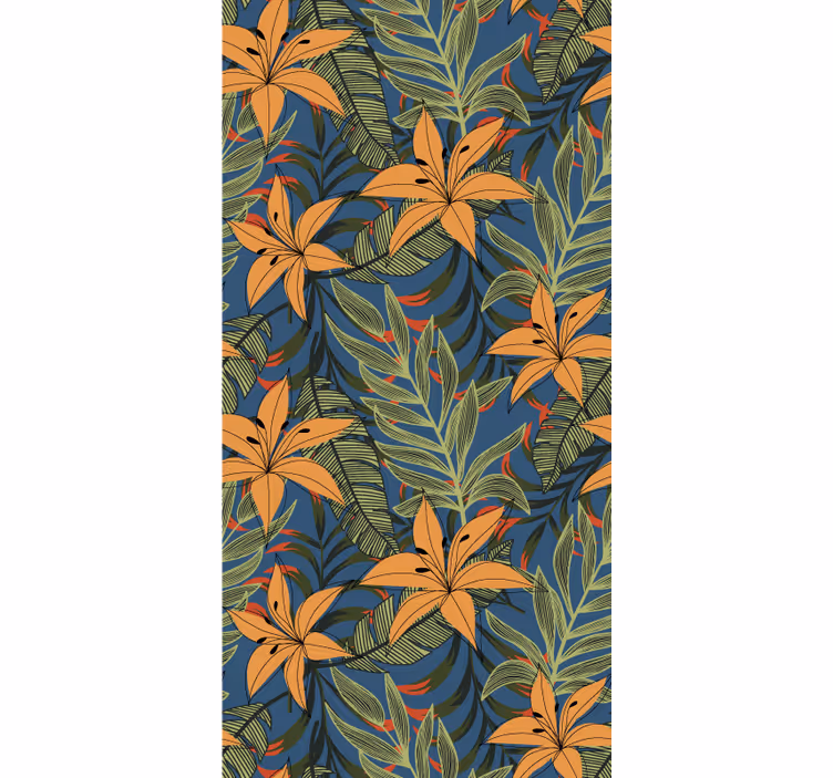Tropisch bloemmotief behang bloemen - TenStickers