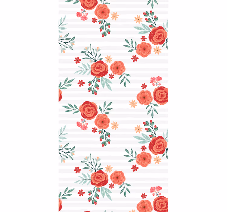 Behang bloemen gestreept patroon - TenStickers