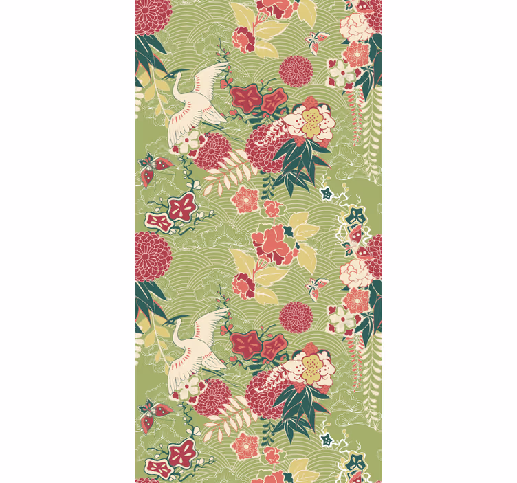 Bloemenkraanmotief behang bloemen - TenStickers