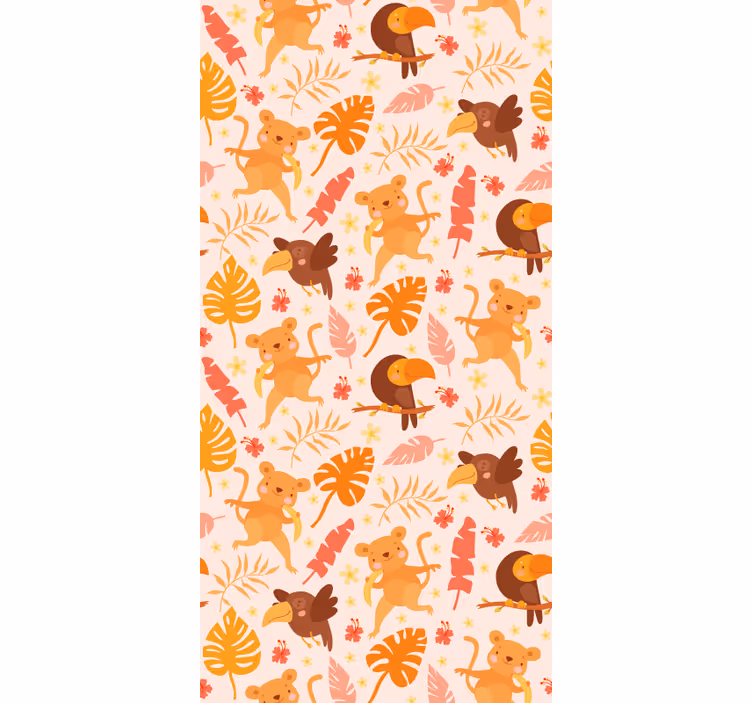 Speelse junglefauna katten behang - TenStickers