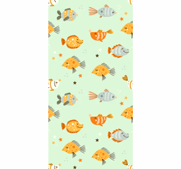 Patroon van aquatische vrienden vissen behang - TenStickers