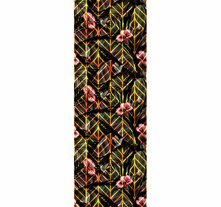 Bloemen gebladertepatroon natuur behang - TenStickers