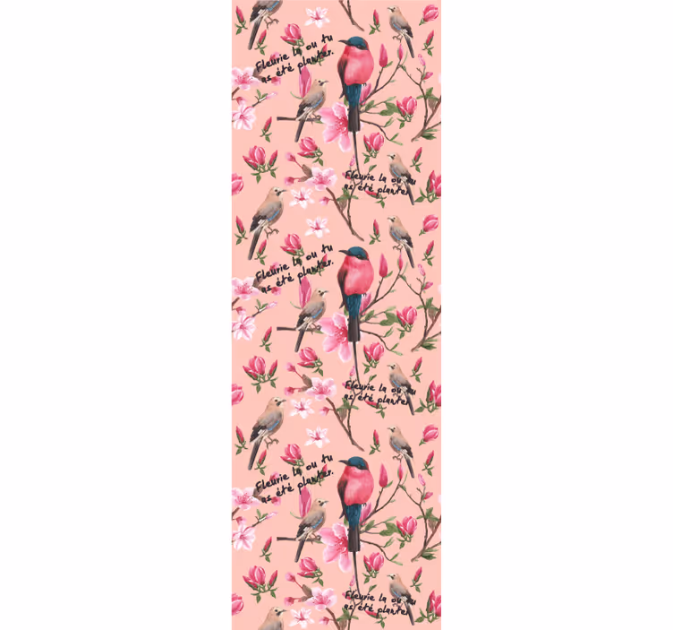 Vogelbloesempatroon behang vogels - TenStickers