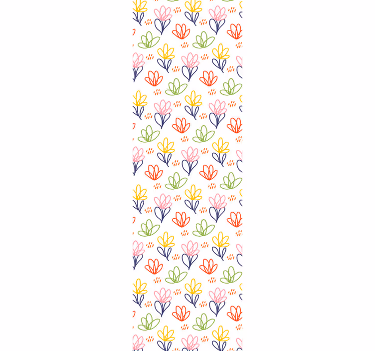 Bloemenkrabbelpatroon behang bloemen - TenStickers