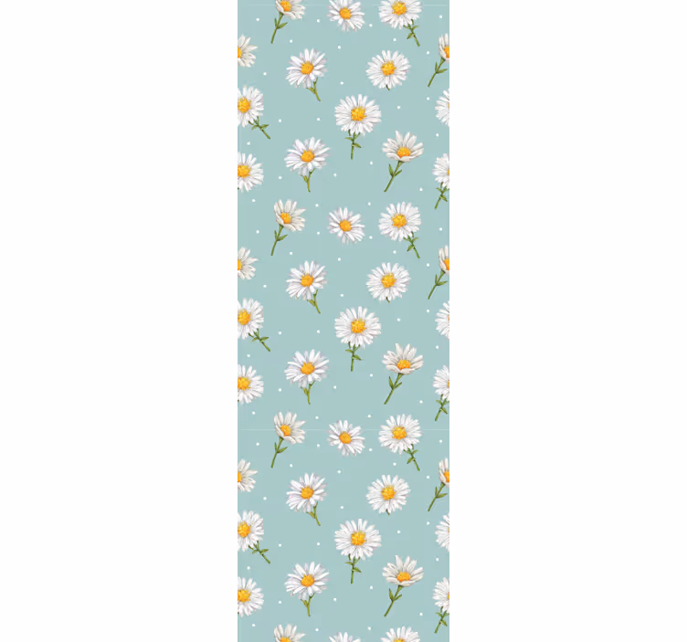 Bloemen behang Madeliefjebloemen op lichtblauw - TenStickers