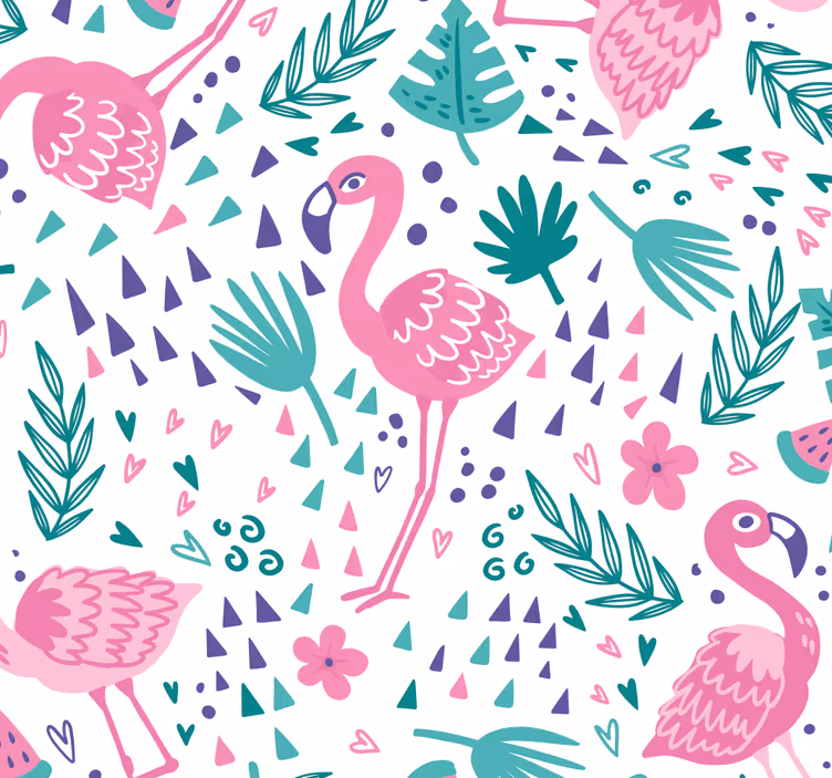 Flamingo-patronen dieren behang - TenStickers