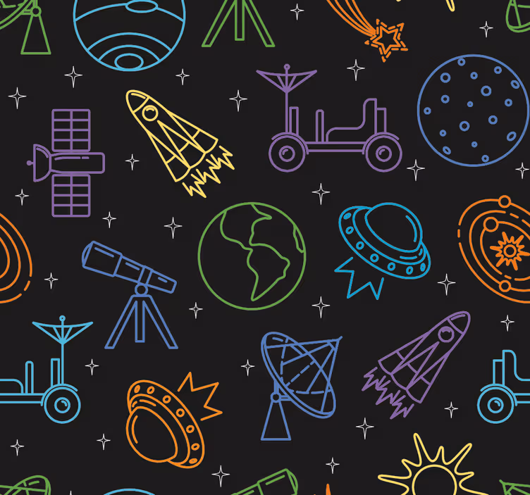 Hemelse exploratie behang kinderkamer - TenStickers