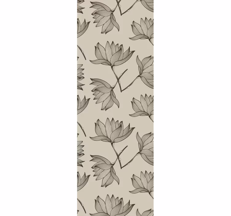 Omlijnde bloemen ontwerp behang  - TenStickers
