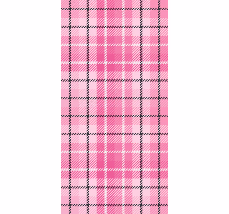 Roze tartanpatroon behang vierkant - TenStickers
