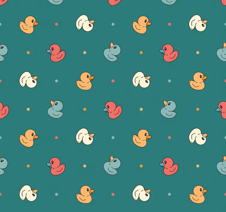 Badeend patroon badkamer behang - TenStickers