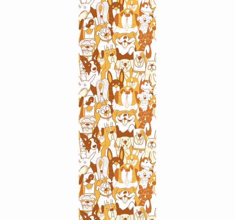 Wit en oranje patroon behang honden - TenStickers