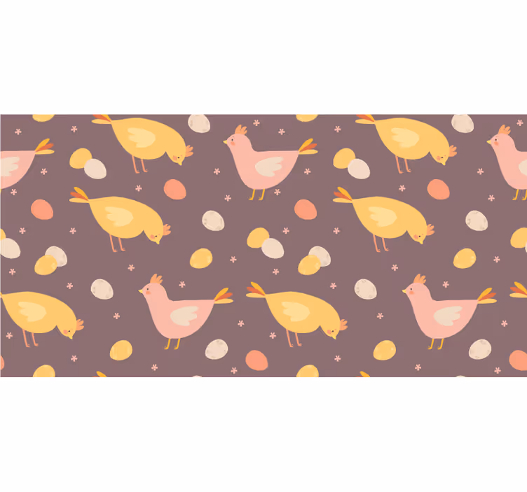 Speels kippenpatroon dieren behang - TenStickers