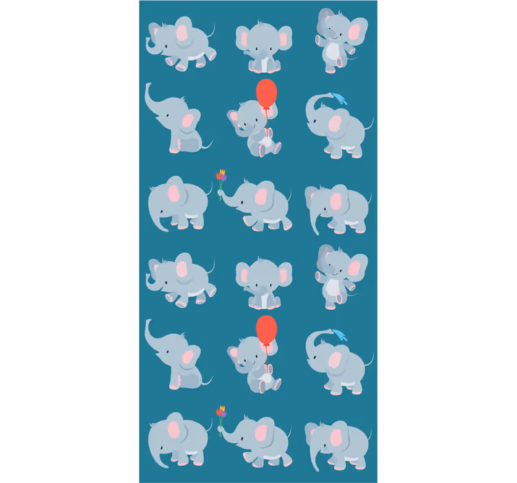 Speelse olifanten babykamer behang - TenStickers