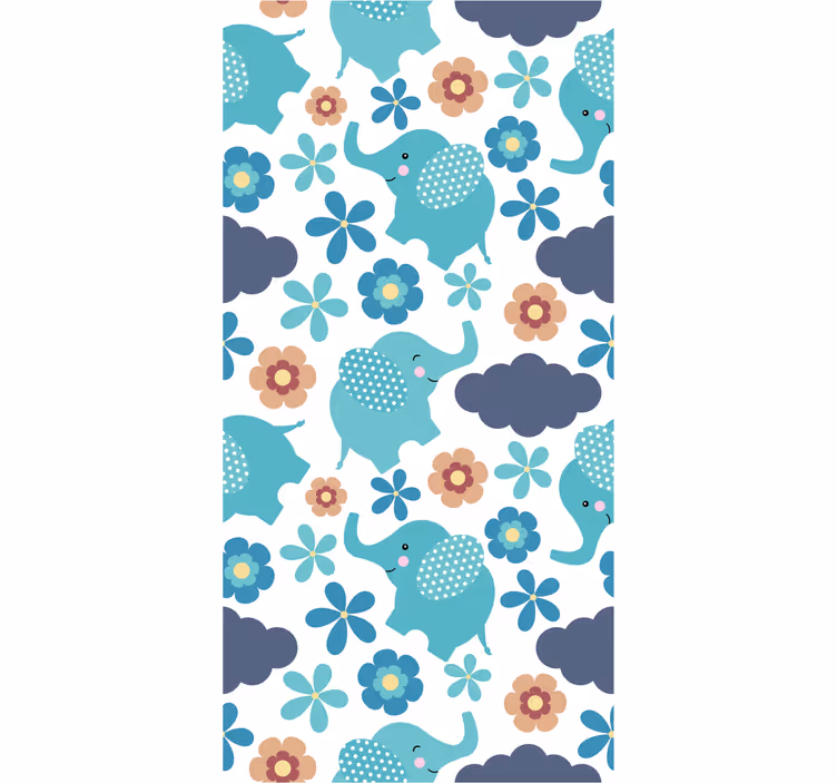 Olifant bloemenspel olifanten behang - TenStickers