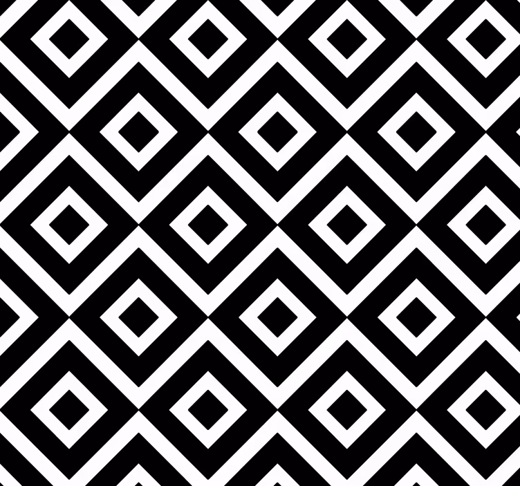 Vierkantjes behang Zwart en wit geometrisch - TenStickers