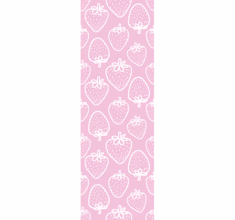 Polkadot-aardbeien behang roze - TenStickers