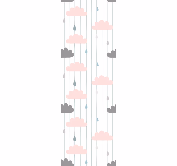 Bewolkte regendruppels babykamer behang - TenStickers