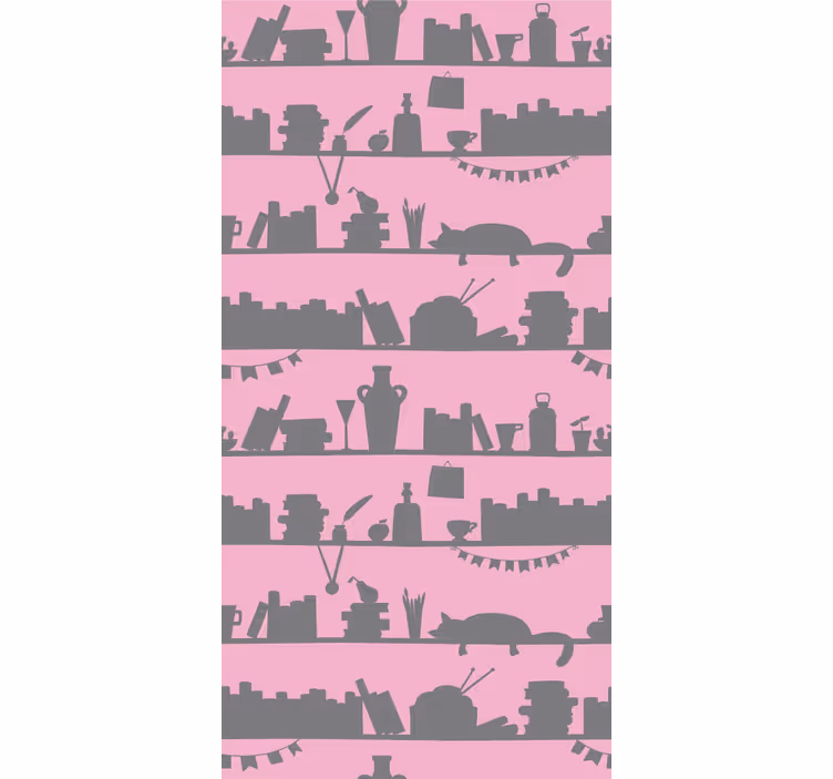 Voorwerpen op planken kantoor behang - TenStickers