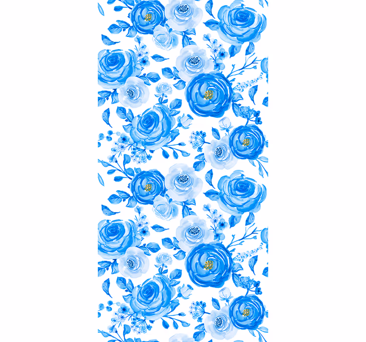Blauw rozenpatroon behang bloemen - TenStickers