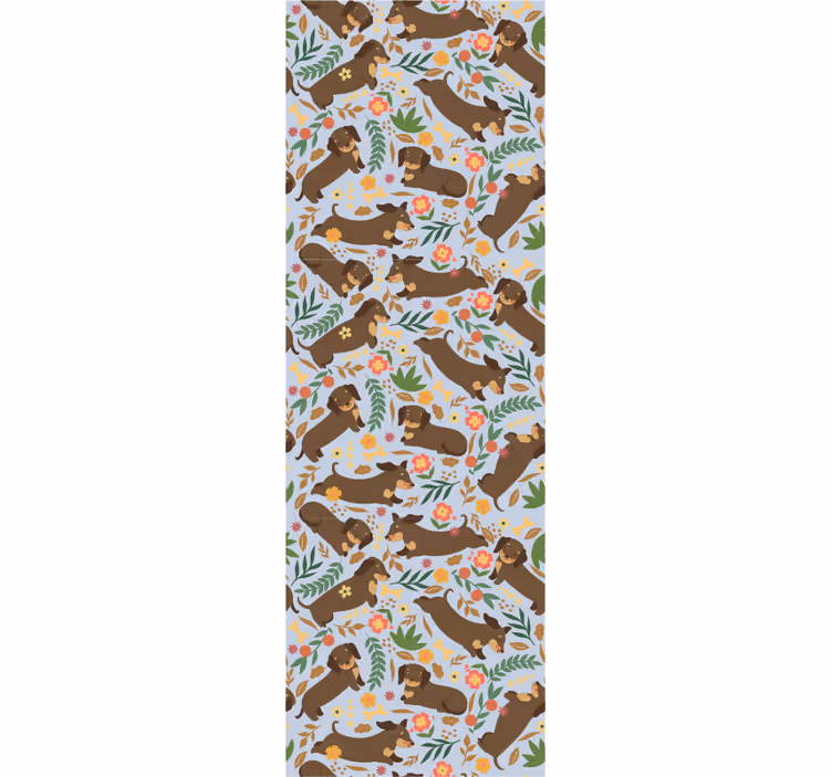 Olifanten bloemenpatroon behang honden - TenStickers