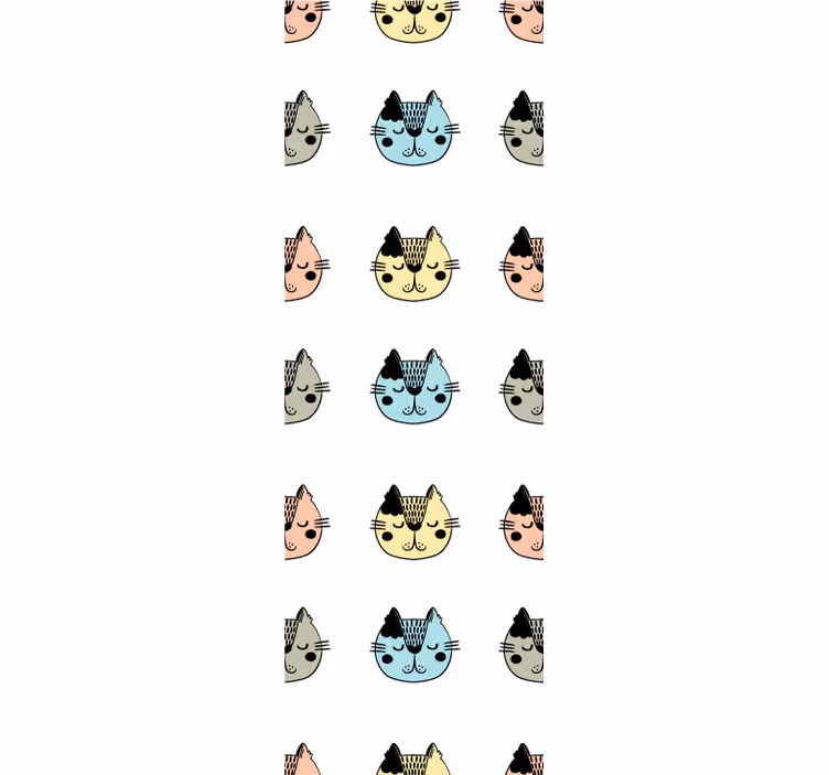Cartoon katachtige gezichten katten behang - TenStickers
