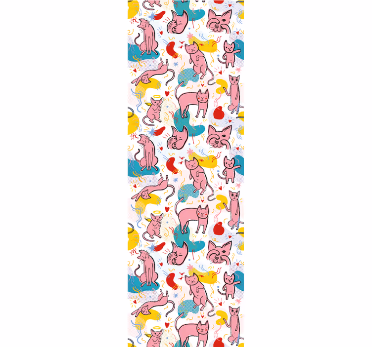 Katten behang speelse kattenpatronen - TenStickers