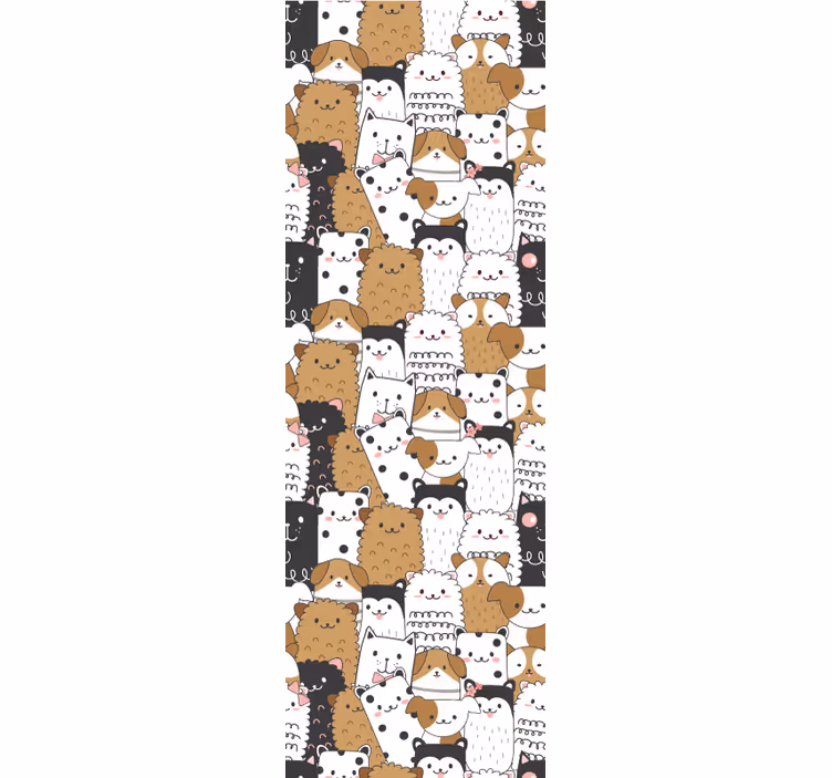 Speels kattenmotief behang honden - TenStickers