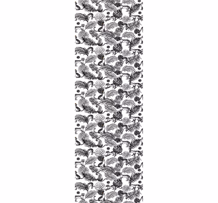 Zwart-wit patroon behang jungle - TenStickers