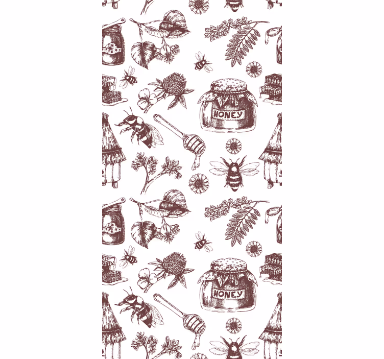 Rustieke bijenstalschets dieren behang - TenStickers