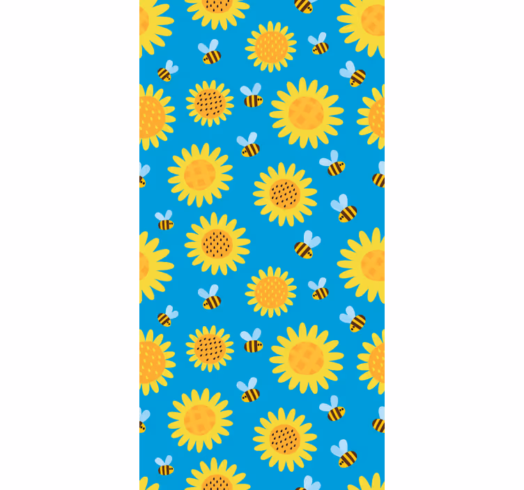 Zonnig bloemenpatroon behang bloemen - TenStickers